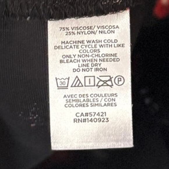 LOFT Velvet Floral Sweetheart Neck Puff Sleeve Top Black Red Roses Whimsigoth L - Picture 5 of 6